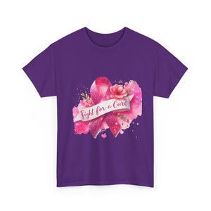 Fight for a Cure Unisex Heavy Cotton Tee | Breast Cancer Awareness Shirt, Support Tee, Gift for Her, Charity Fundraiser Tee, Pink Ribbon Tee