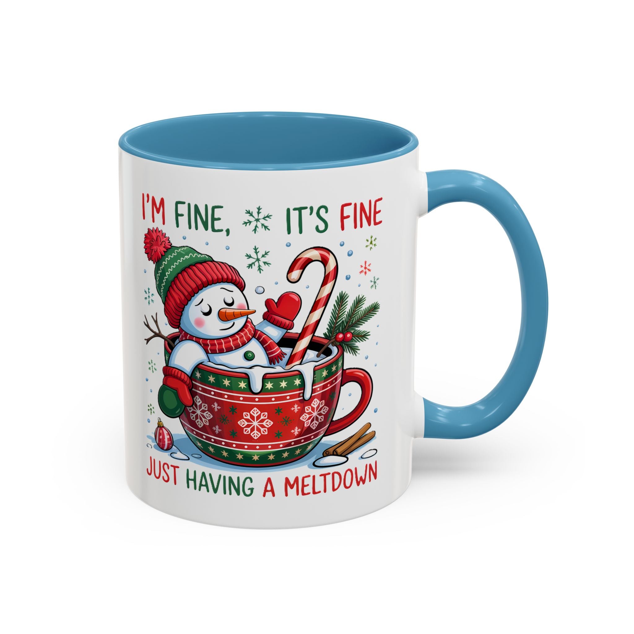 Festive Holiday Coffee Mug - "I'm Fine, It's Fine" Snowman Design sarcasm humor funny