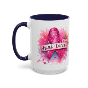 Pink Ribbon Healing Coffee Mug | Support Cancer Awareness | Inspirational Gift | Breast Cancer Support | 11oz & 15oz Options