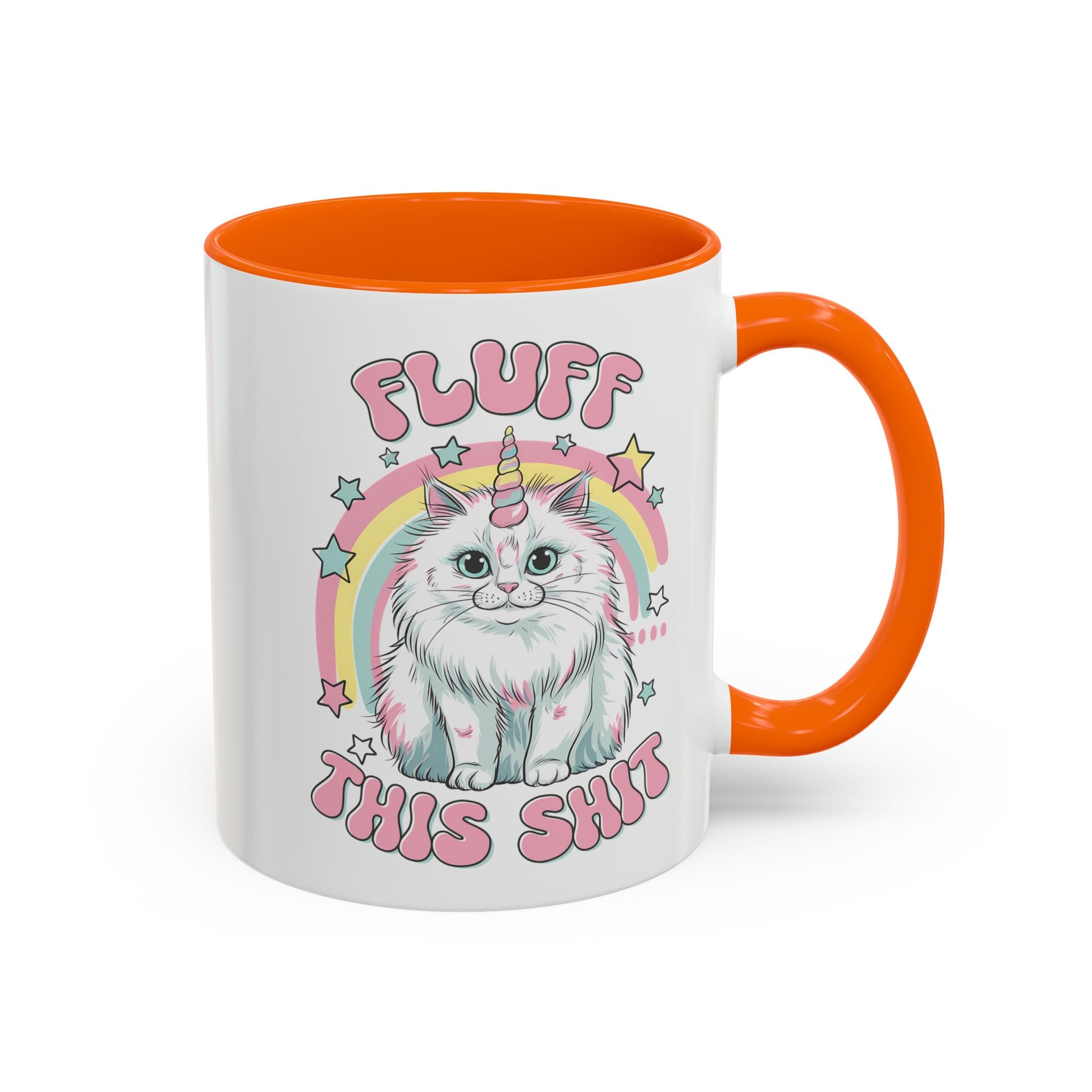 Whimsical Cat Coffee Mug - "Fluff This Shit" funny adult humor sarcasm