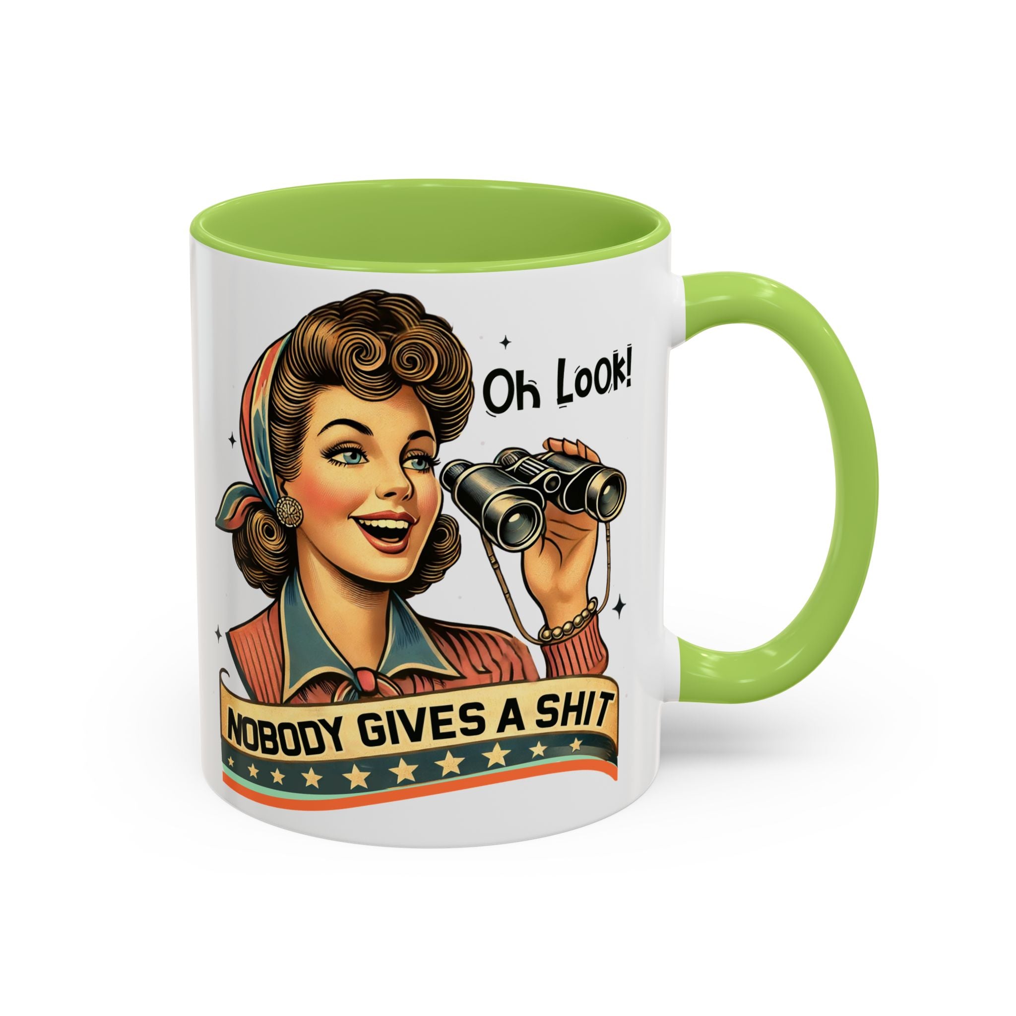 Nobody Gives a Shit Retro Coffee Mug — Funny Vintage Pin-Up Accent Mug (11/15oz)
