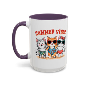 Summer Vibes Cat Coffee Mug - Fun Accent Mug for Cat Lovers