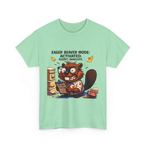 Eager Beaver Unisex Tee: Fun Gift for Book Lovers, Cozy Casual Wear, Quirky Graphic Tee, Perfect for Reading Festivals, Birthday Gift