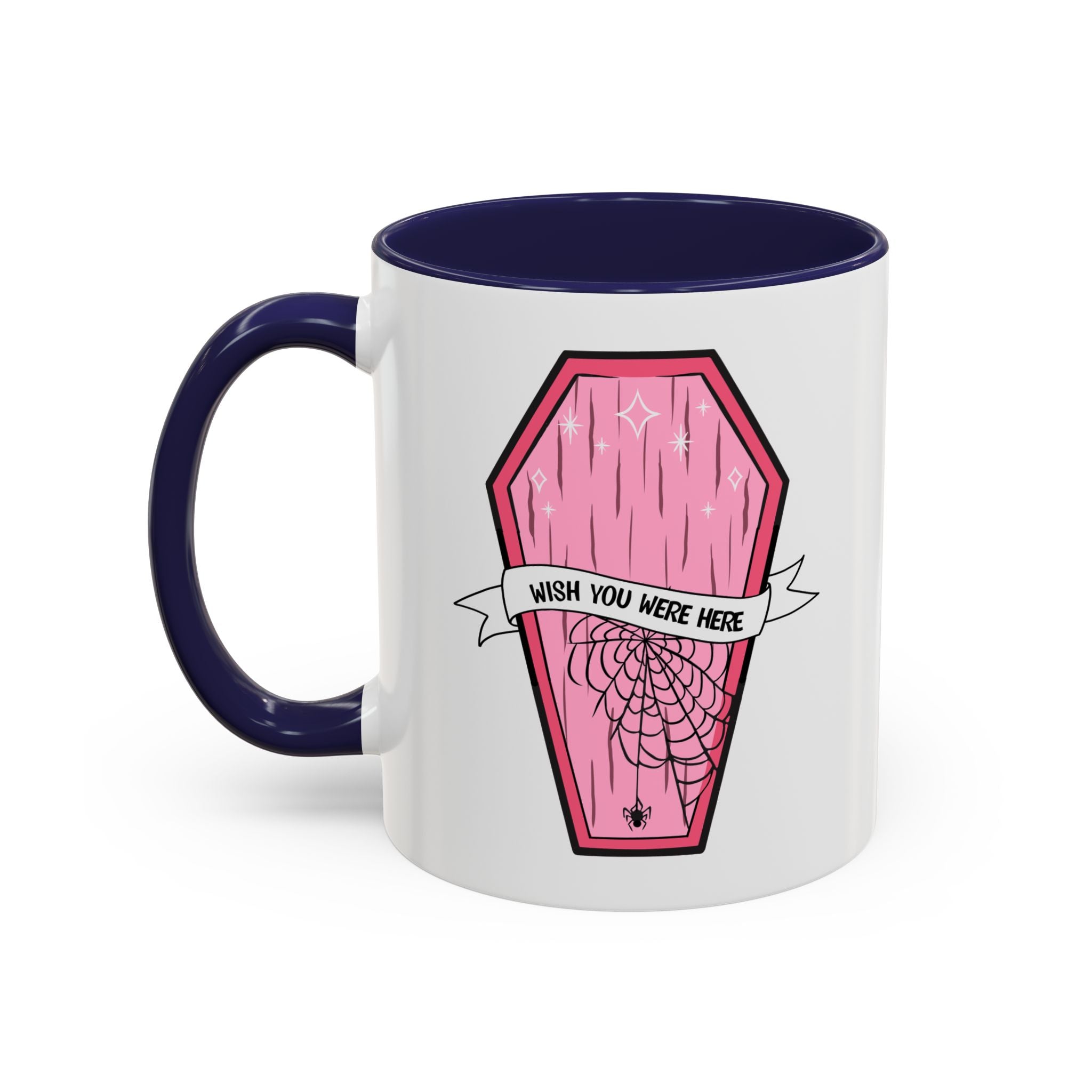 Pink Coffin Coffee Mug – "Wish You Were Here" Gothic Cute Tea Mug