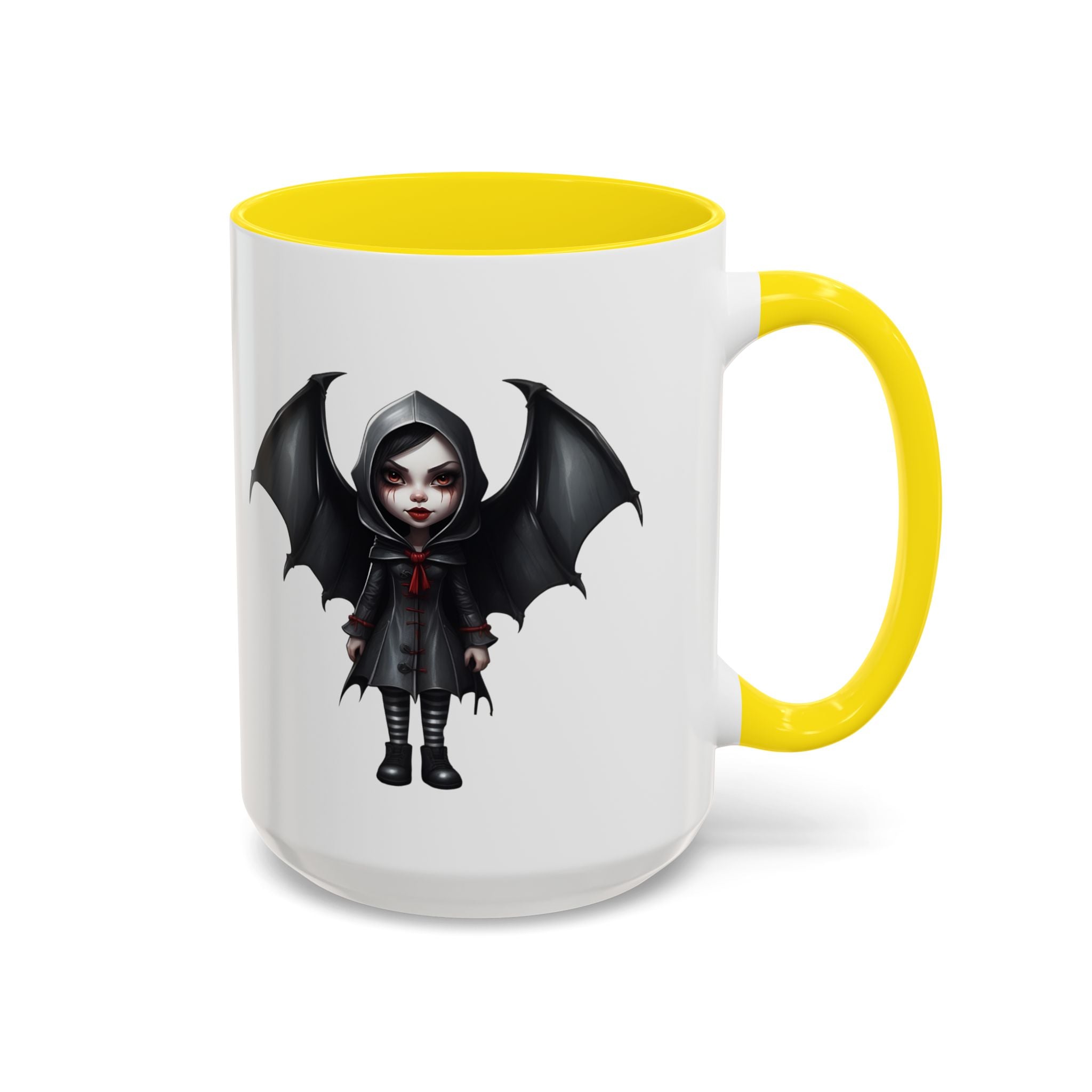 gothic vampire girl with wings horror art Accent Coffee Mug (11, 15oz) vamp14