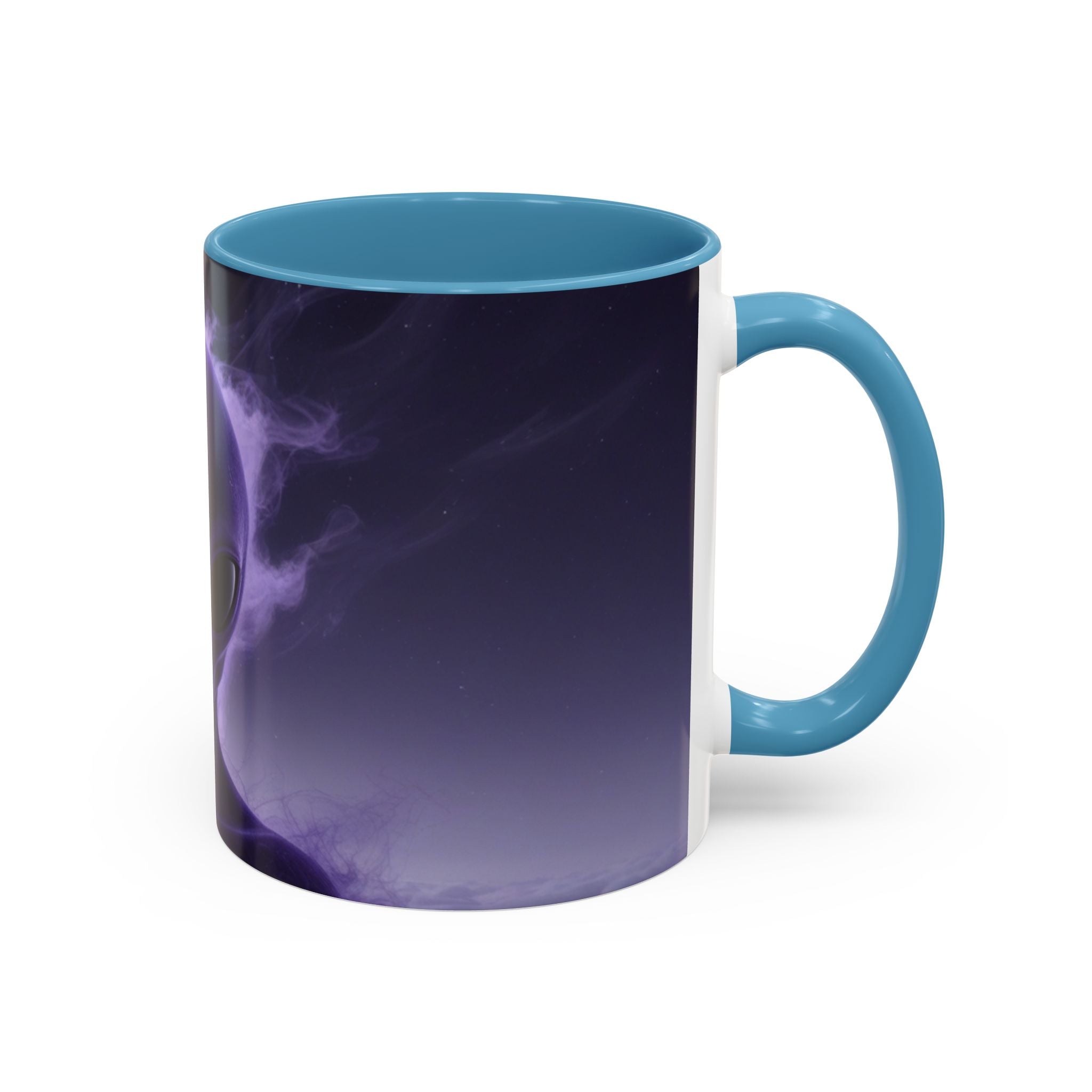 Alien Portrait Accent Coffee Mug — Purple Cosmic Extraterrestrial Art (11/15oz)