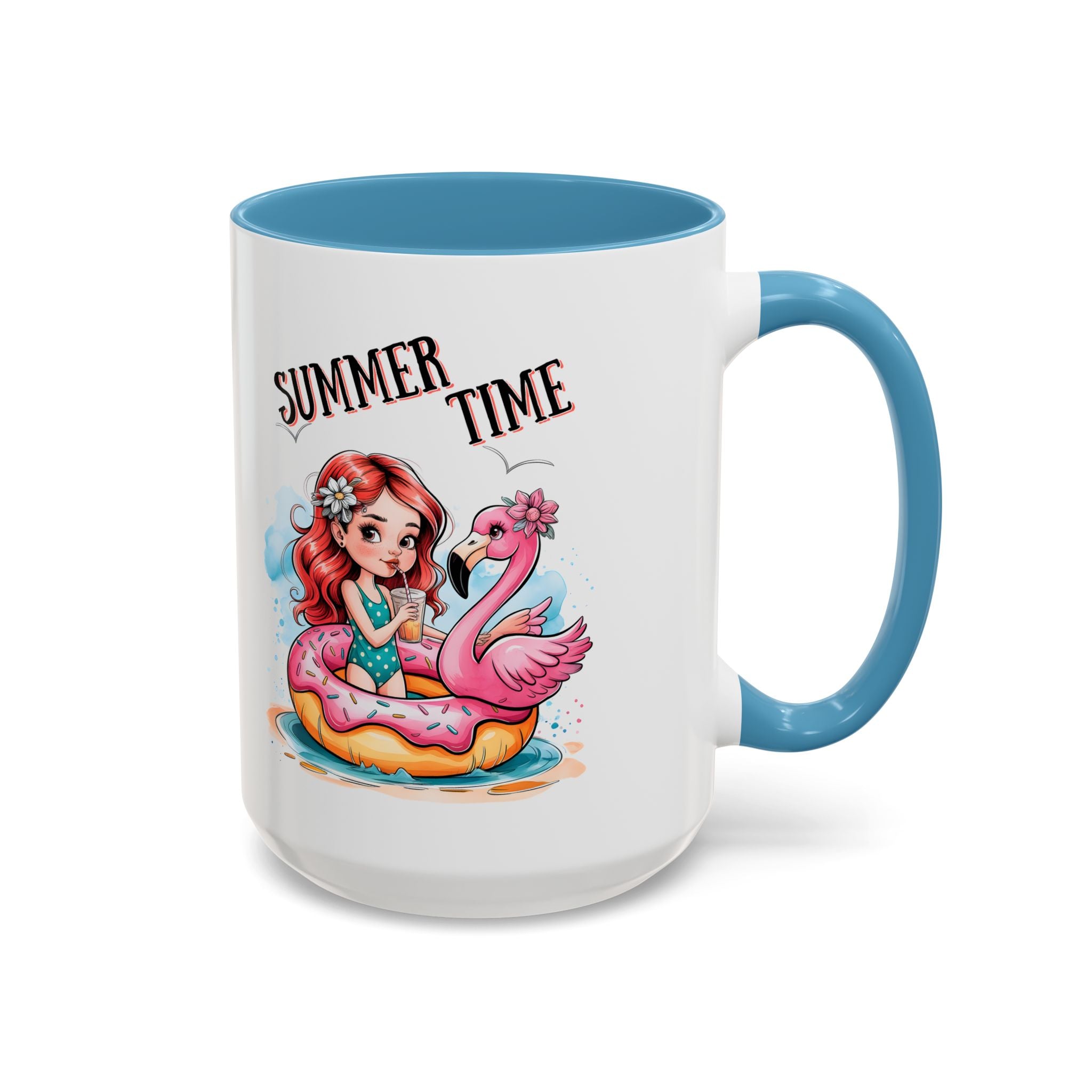 Summer Time Accent Coffee Mug - 11oz & 15oz funny cute girl floating