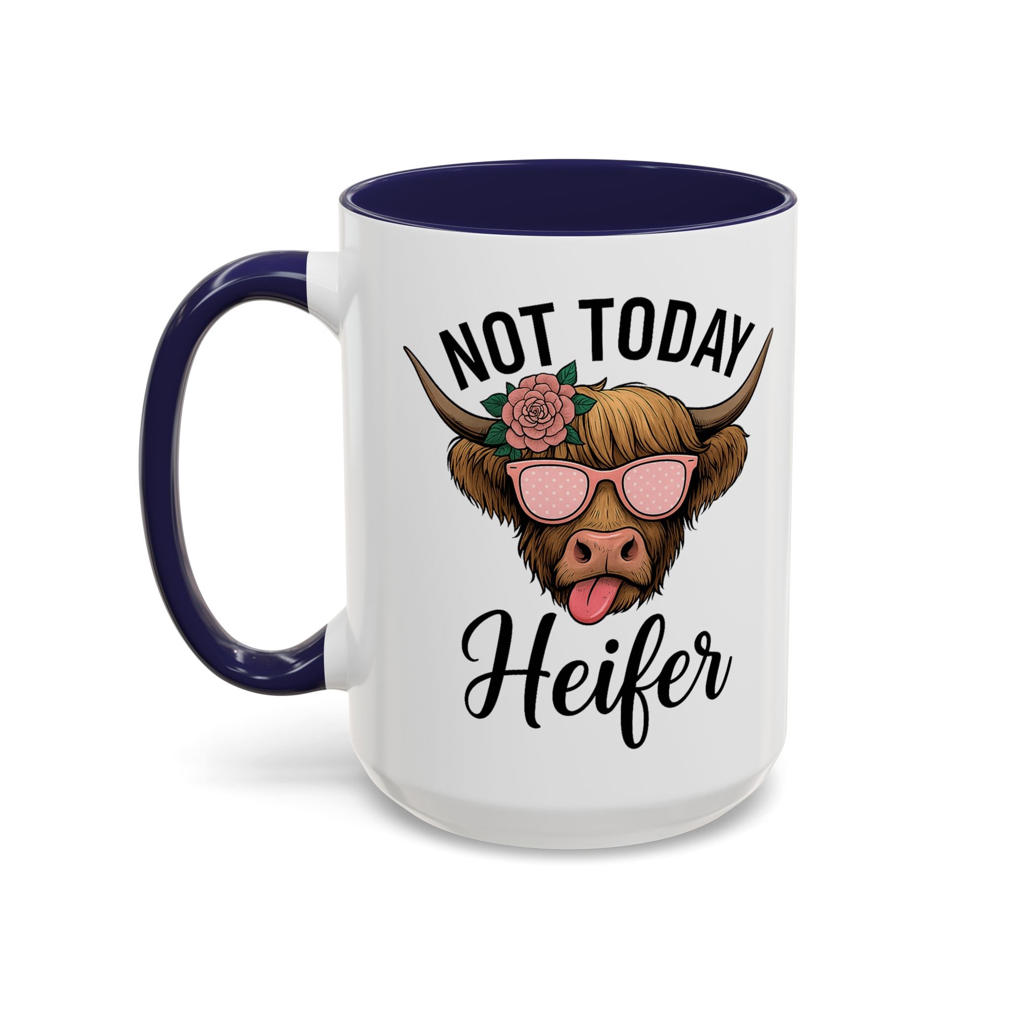 Not Today Heifer Coffee Mug — Funny Cow Mug with Sunglasses (11/15oz)