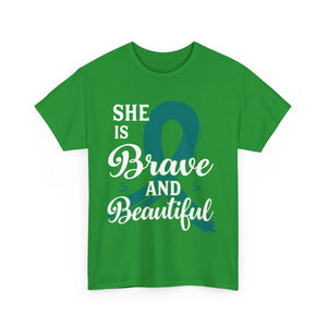 Empowering Brave & Beautiful Tee, Inspirational T-Shirt, Unisex Awareness Shirt, Gift for Support, Cancer Awareness Tee, Confidence T-Shirt