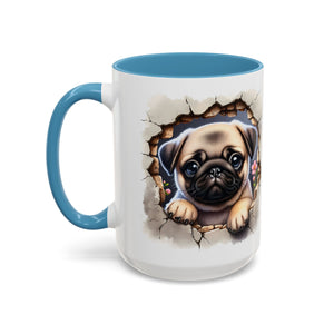 Pug In A Wall Coffee Mug - Cozy Ceramic Cup for Dog Lovers - Cute Pet Gift for Birthdays, Anniversaries, and Holidays