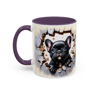 Cute French Bulldog Accent Coffee Mug, Pet Lover Gift, Dog Lover Mug, Home Office Coffee Cup, Unique Animal Print Mug