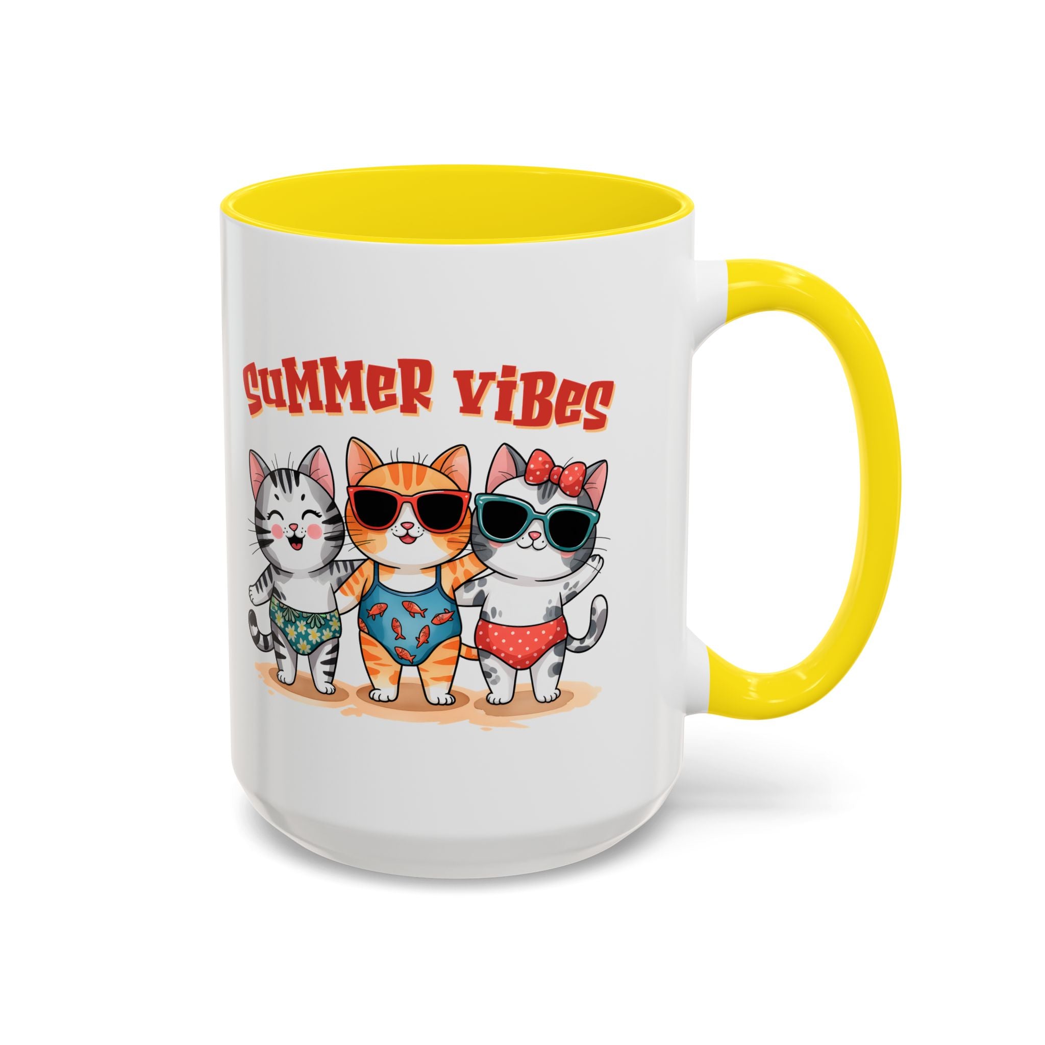 Summer Vibes Cat Coffee Mug - Fun Accent Mug for Cat Lovers