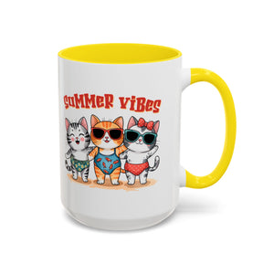 Summer Vibes Cat Coffee Mug - Fun Accent Mug for Cat Lovers