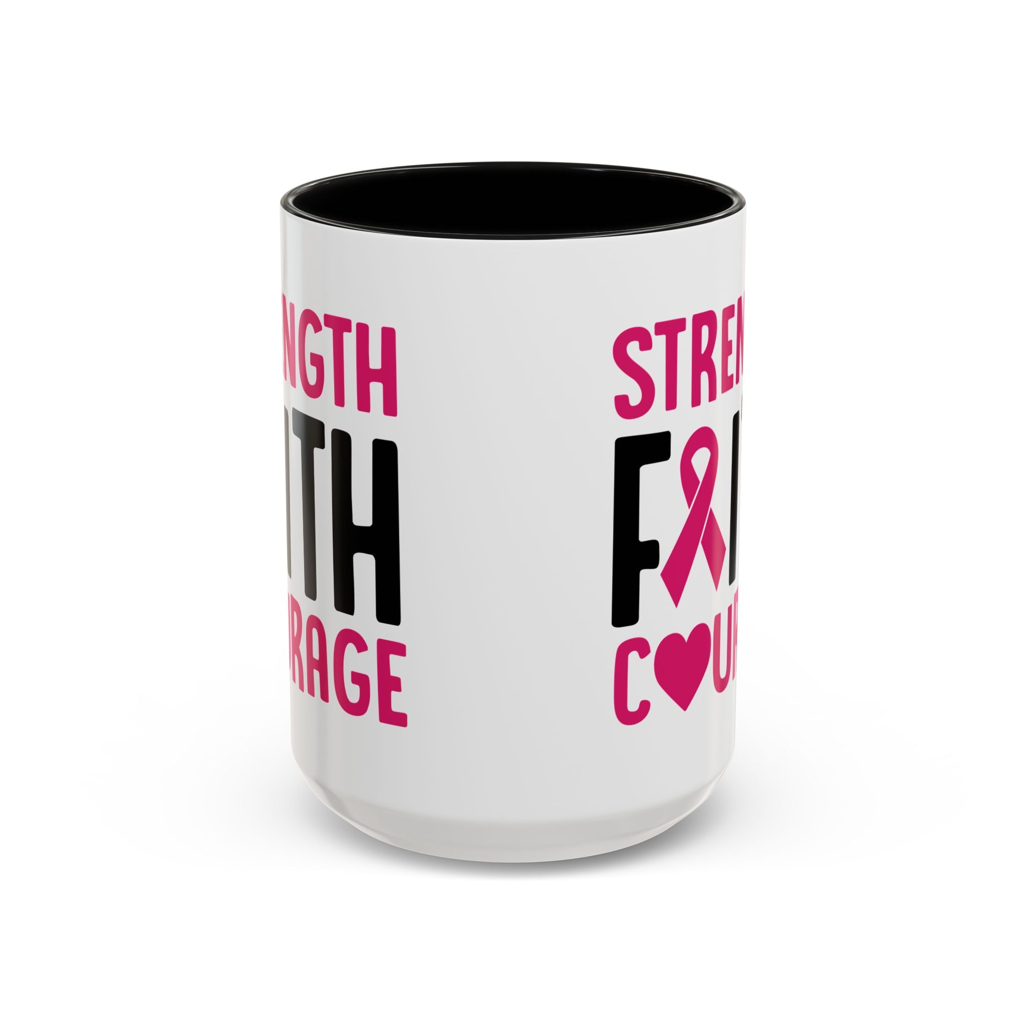 Inspirational Coffee Mug: Strength, Faith, Courage - Gift for Survivors, Awareness Events, Supportive Home Decor, Encouragement