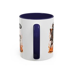 Funny I'M fine  Skeleton on fire Coffee Mug - Humor Gift for Halloween, Coffee Lovers,  Decor, Gag Gift, 11-15oz Accent Mug