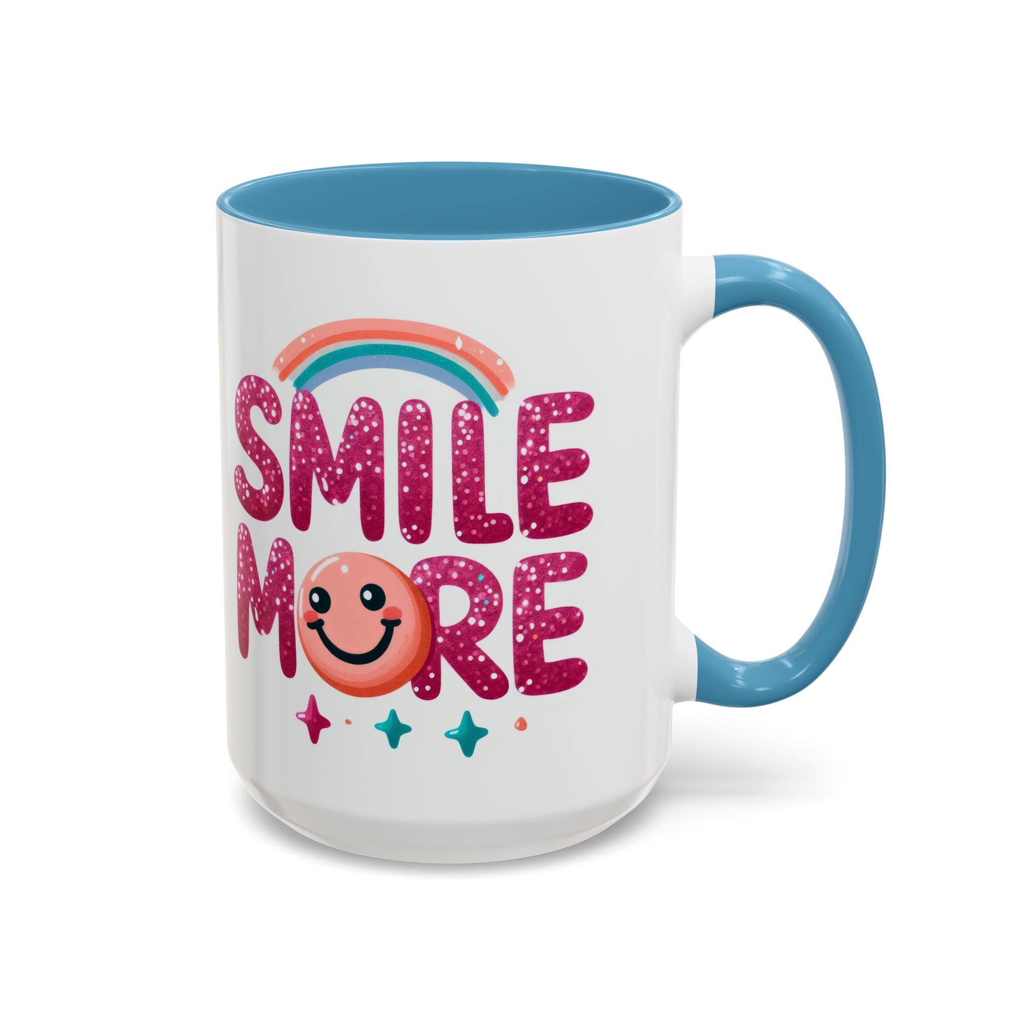 Smile More Coffee Mug – Cute Rainbow Smiley Accent Mug (11/15oz)