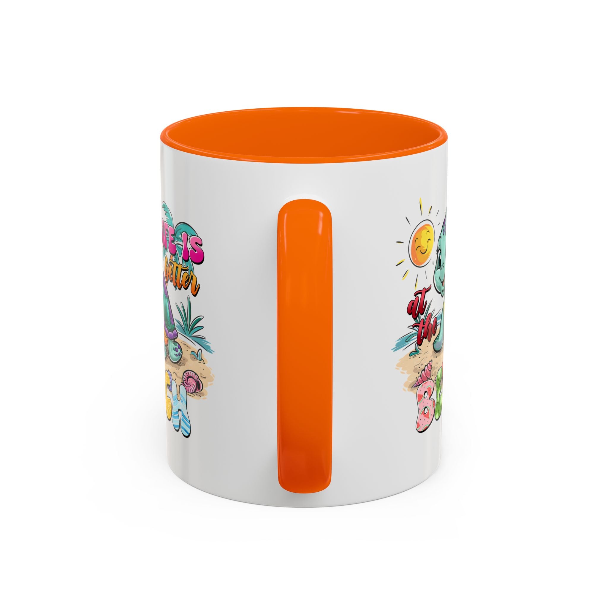 Beach Vibe Accent Coffee Mug - "Life is Better at the Beach" Design turtle animal lover