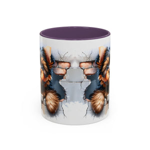 Cute Dog Peeking Coffee Mug, Pet Lover Gift, Yorkshire Terrier Mug, Animal Lover Coffee Cup, Dog-Themed Drinkware, Doggie Mug