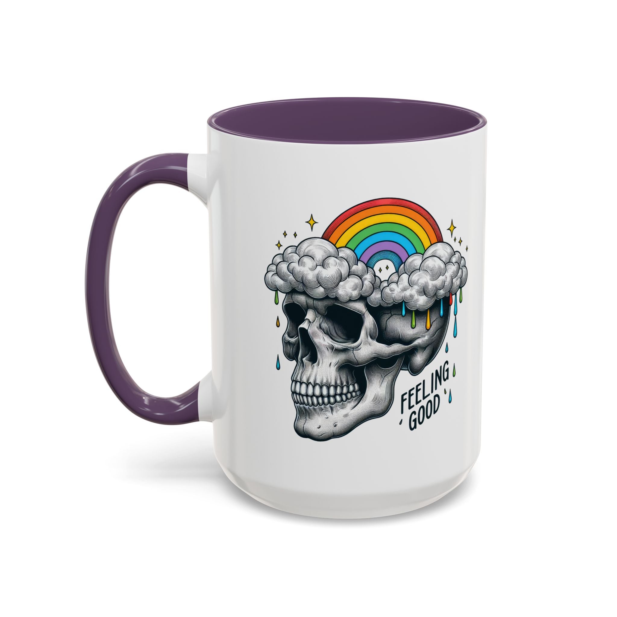 Skull Rainbow Coffee Mug, Unique Gift for Coffee Lovers, Halloween Decor, Daily Motivation Mug, Fun Skull Design