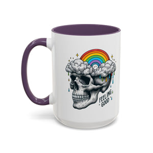 Skull Rainbow Coffee Mug, Unique Gift for Coffee Lovers, Halloween Decor, Daily Motivation Mug, Fun Skull Design