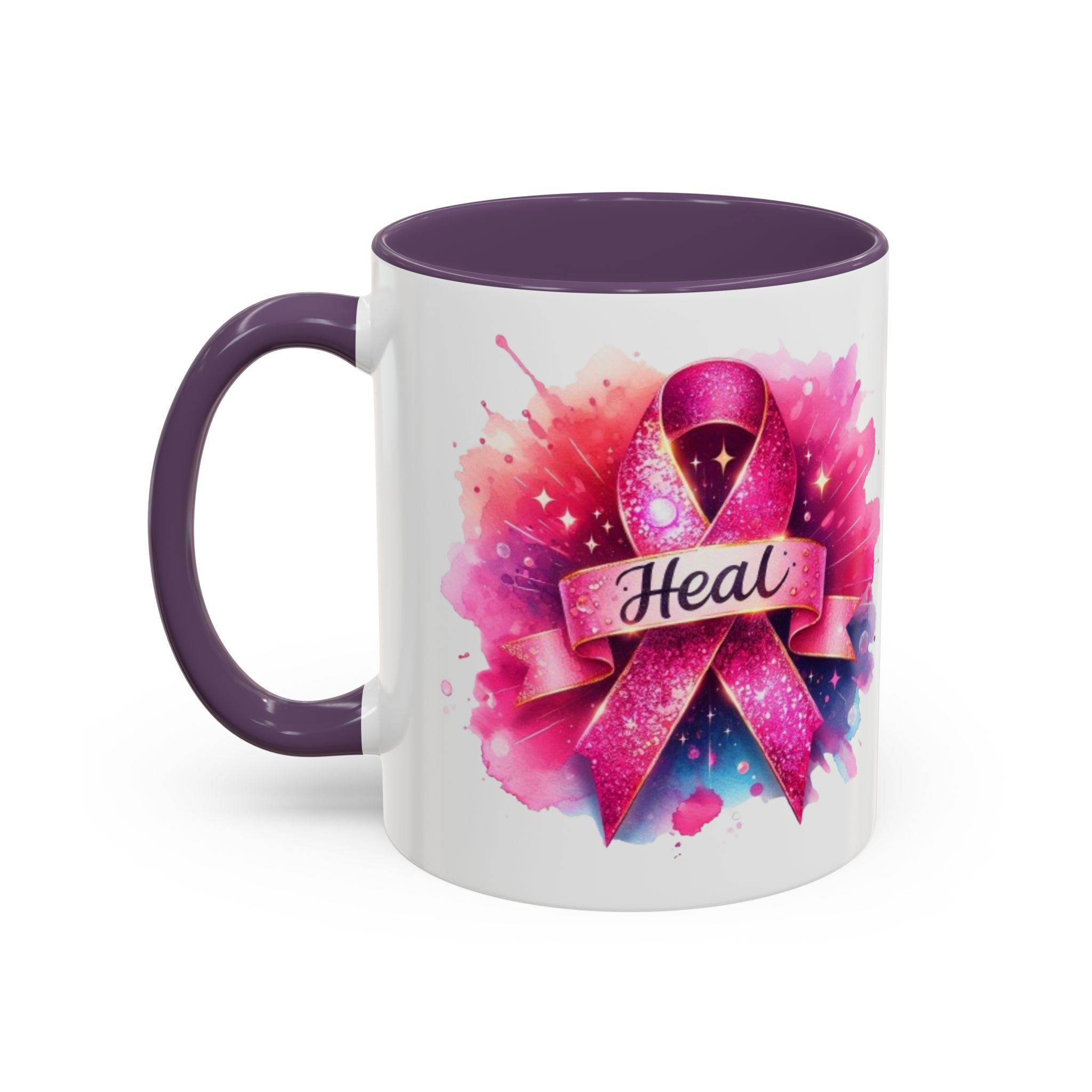 cancer awareness Inspirational Coffee Mug, Healing Ribbon Mug, Gift for Cancer Survivors, Motivational Drinkware, Support