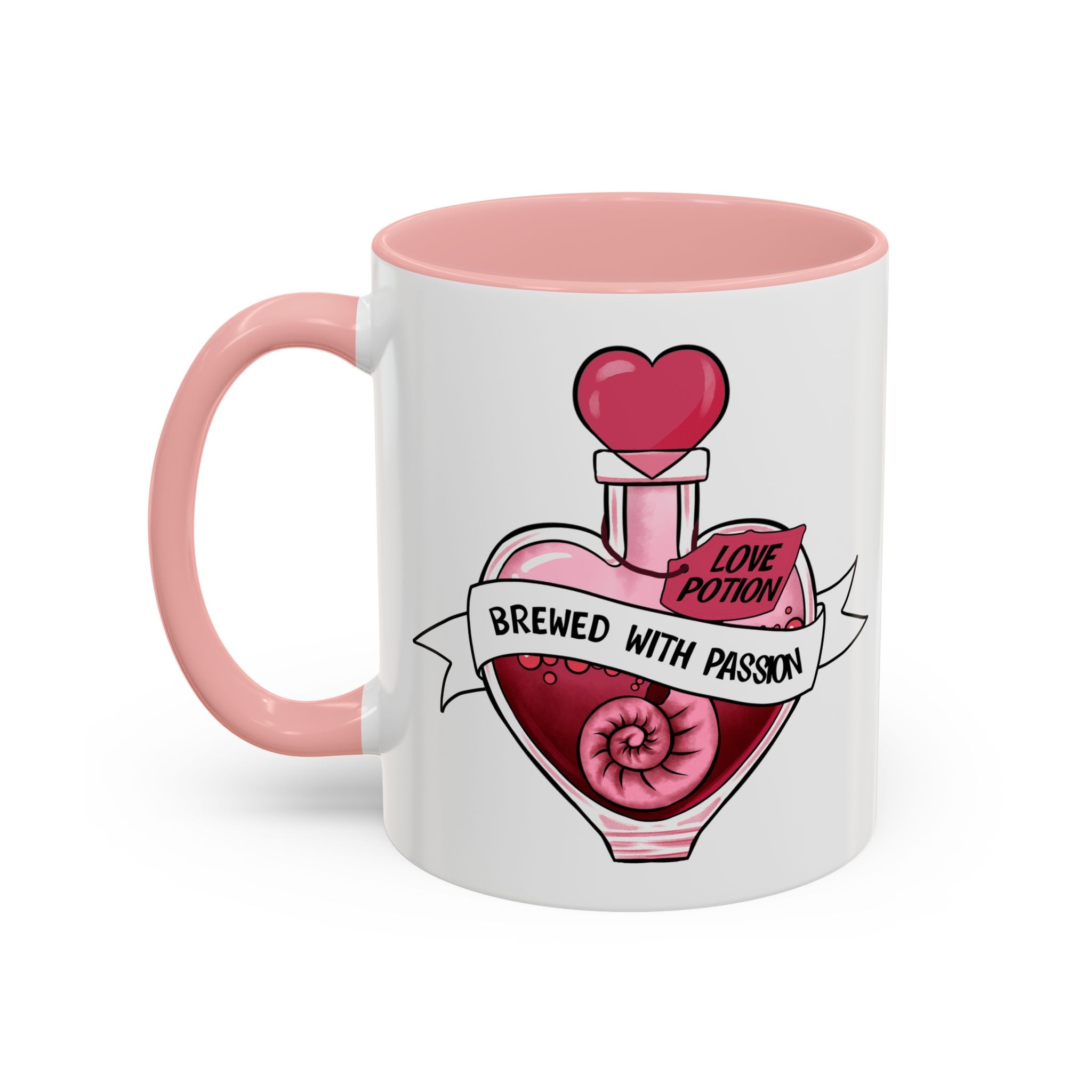 Coffee Mug - 'Brewed With Passion' Love Potion Accent Mug (11/15oz) anti valentine