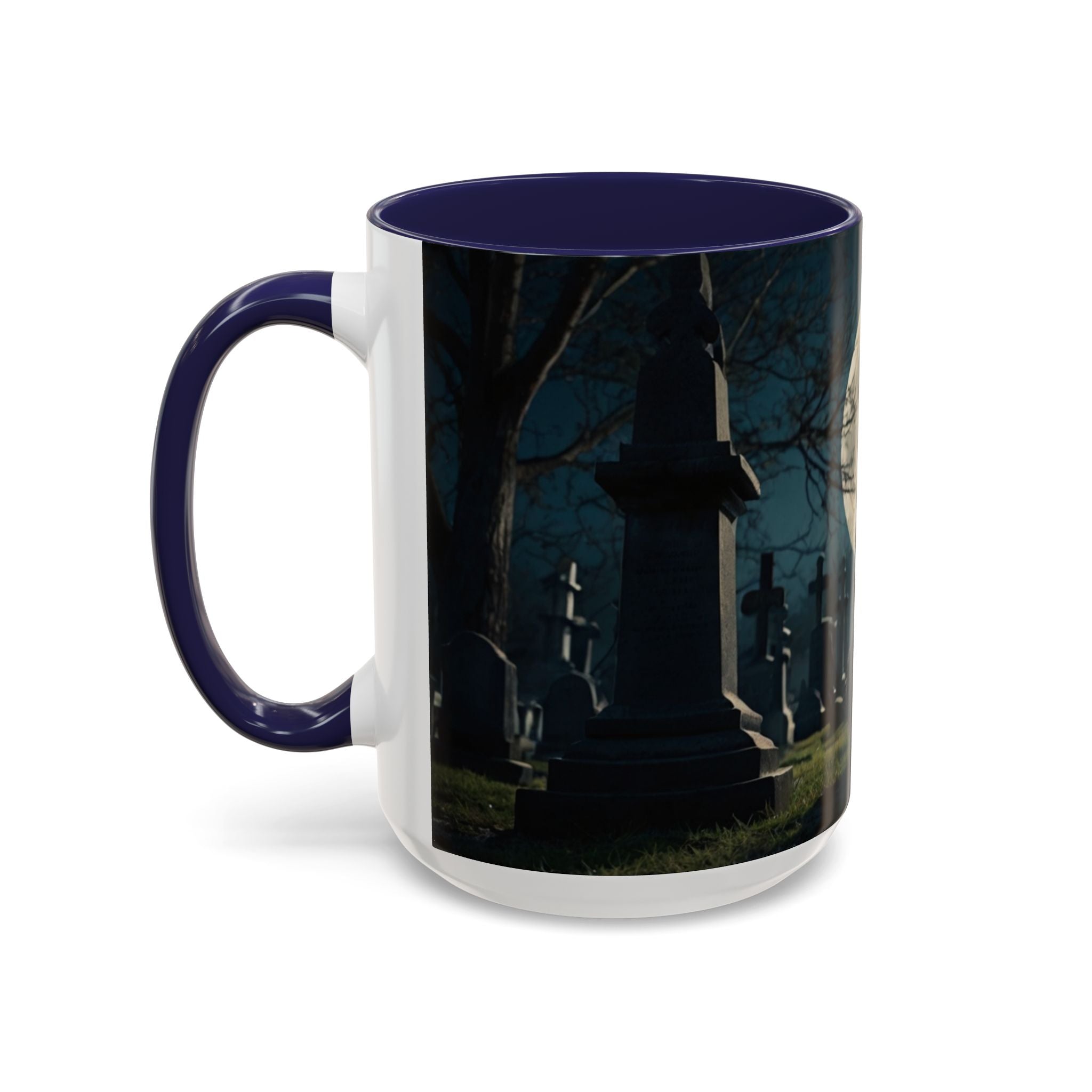 Mystical Black Cat Coffee Mug - 11oz & 15oz halloween graveyard full moon