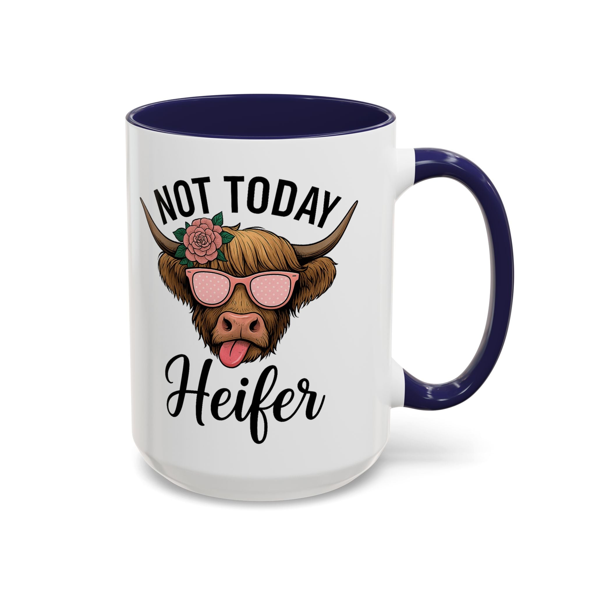 Not Today Heifer Coffee Mug — Funny Cow Mug with Sunglasses (11/15oz)
