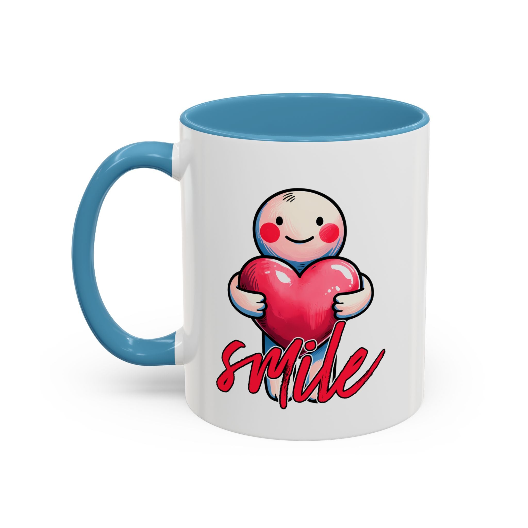 Smiling Heart Accent Coffee Mug - 11oz & 15oz | Cute Gift for Friends & Family