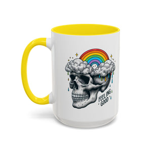 Skull Rainbow Coffee Mug, Unique Gift for Coffee Lovers, Halloween Decor, Daily Motivation Mug, Fun Skull Design
