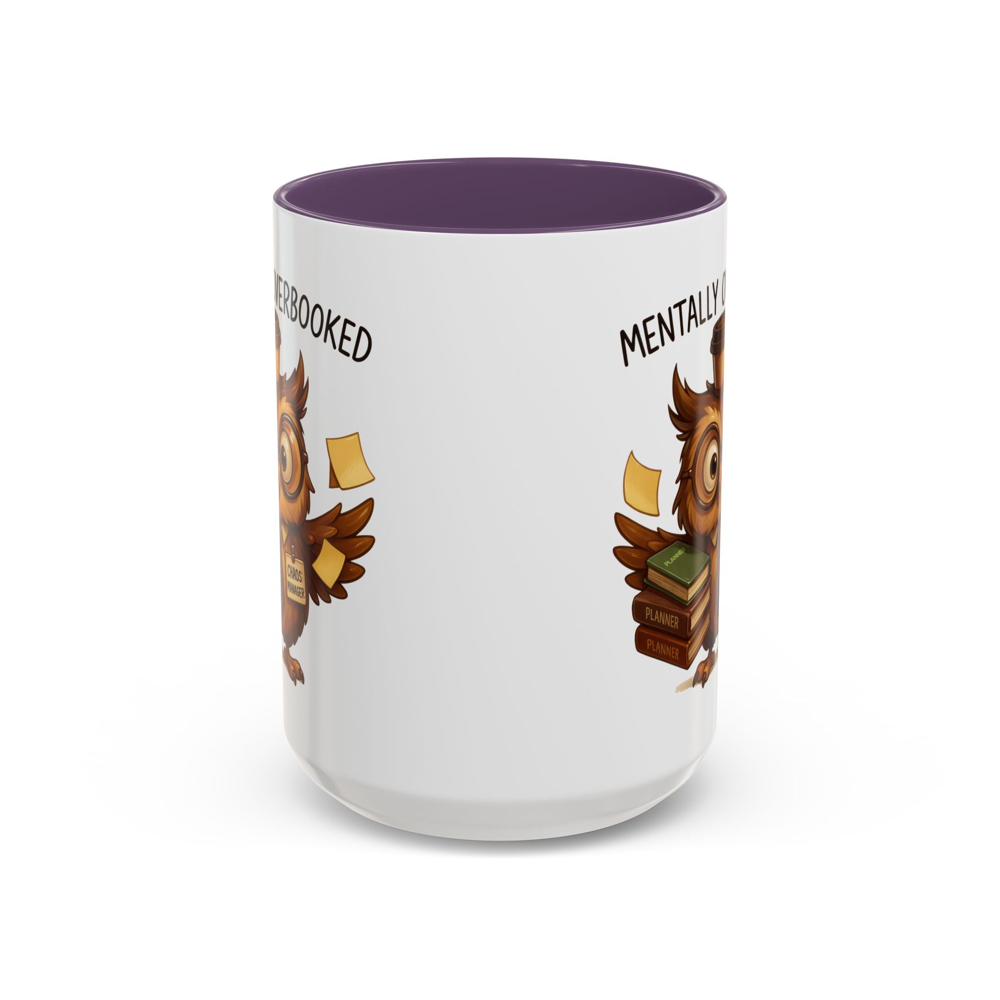 Cute Owl Coffee Mug | Mentally Overbooked Mug | Gifts for Book Lovers, Teacher Gifts, Office Decor, Funny Coffee Cup