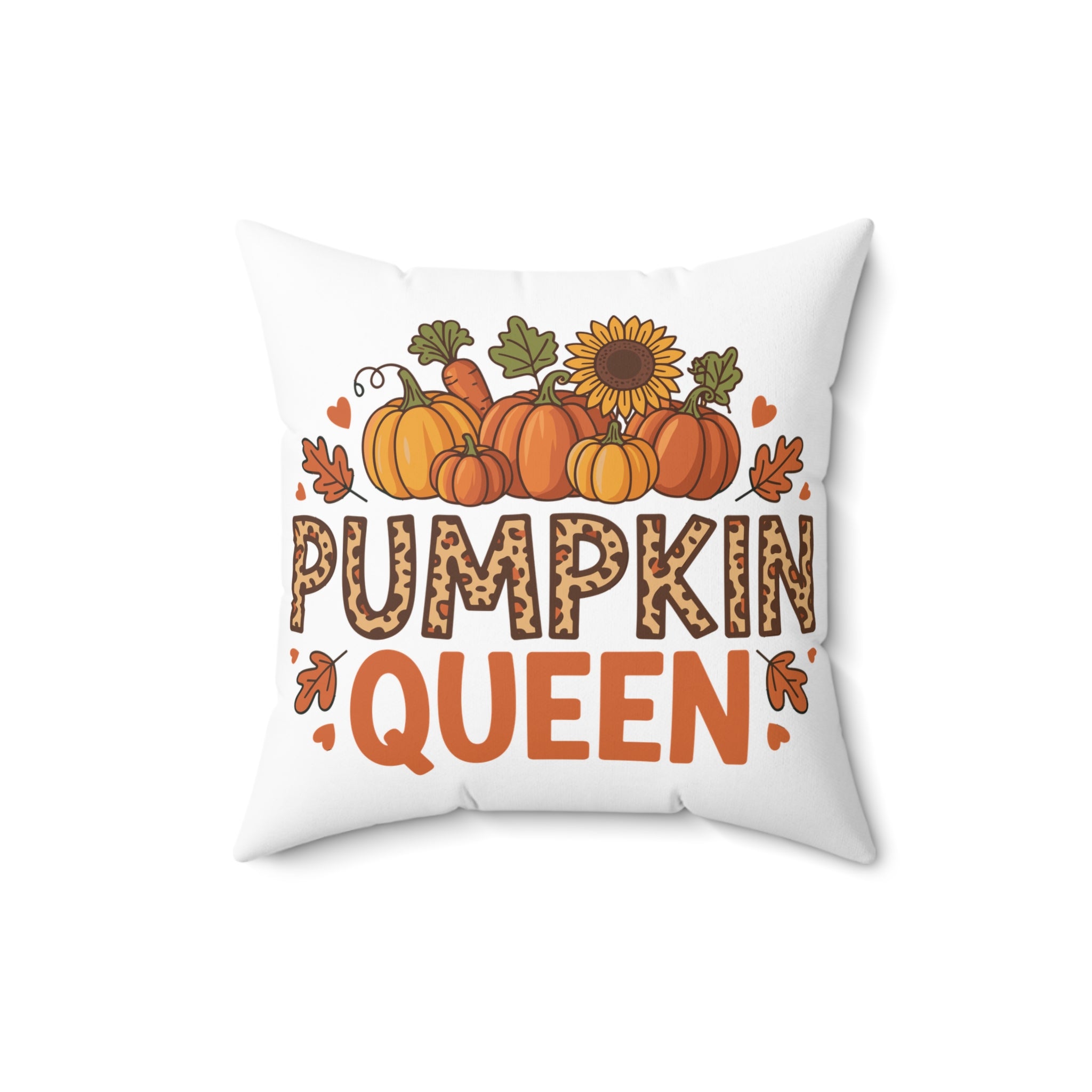 Pumpkin Queen Square Pillow, Fall Decor, Autumn Cushion, Harvest Home Decor, Thanksgiving Gift, Seasonal Accent Pillow