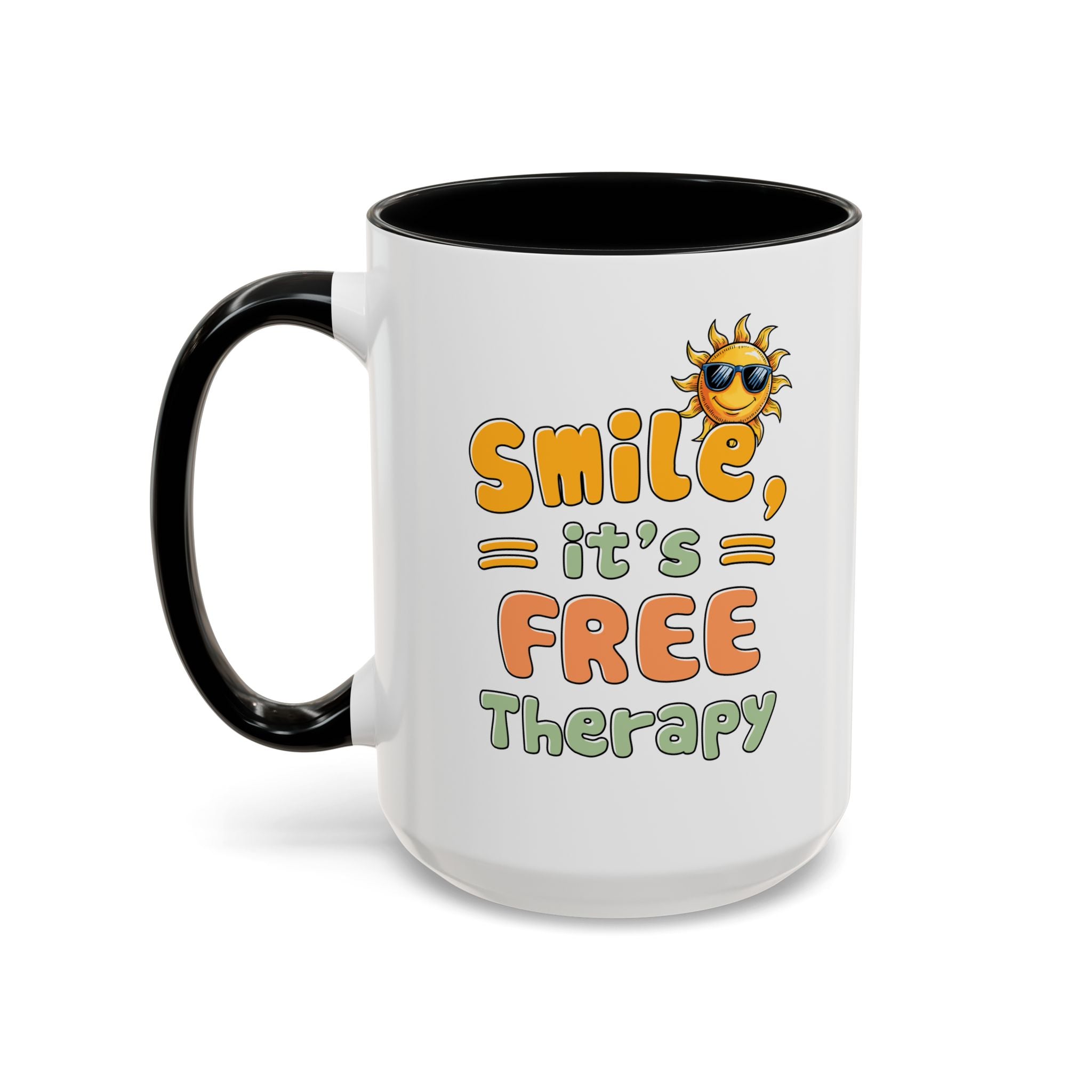 Smile It's Free Therapy Coffee Mug - Fun & Cheerful Accent Mugs for Brightening Your Day