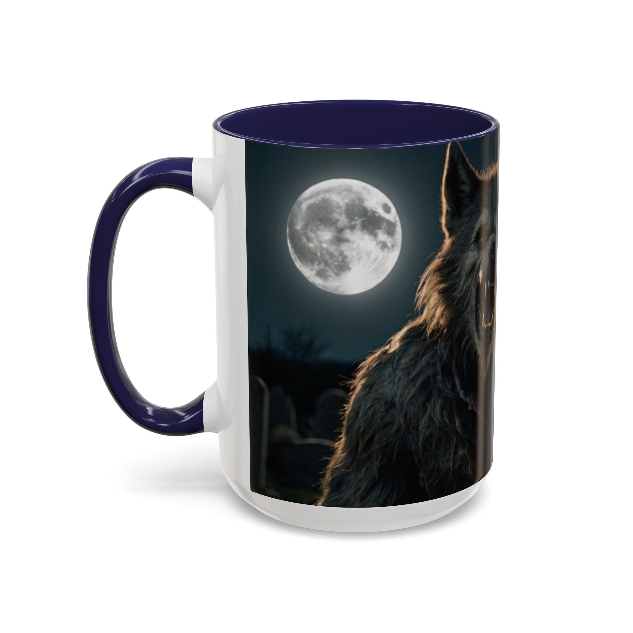 halloween werewolf full moon growl Howling Wolf Accent Coffee Mug - 11 & 15oz