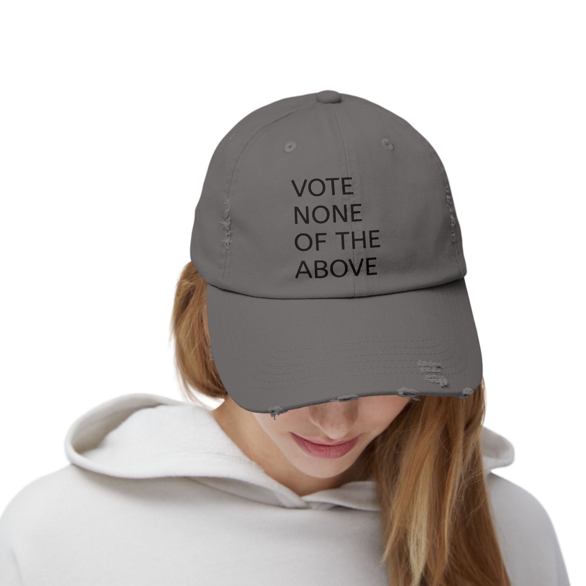vote none of the above Unisex Distressed Cap