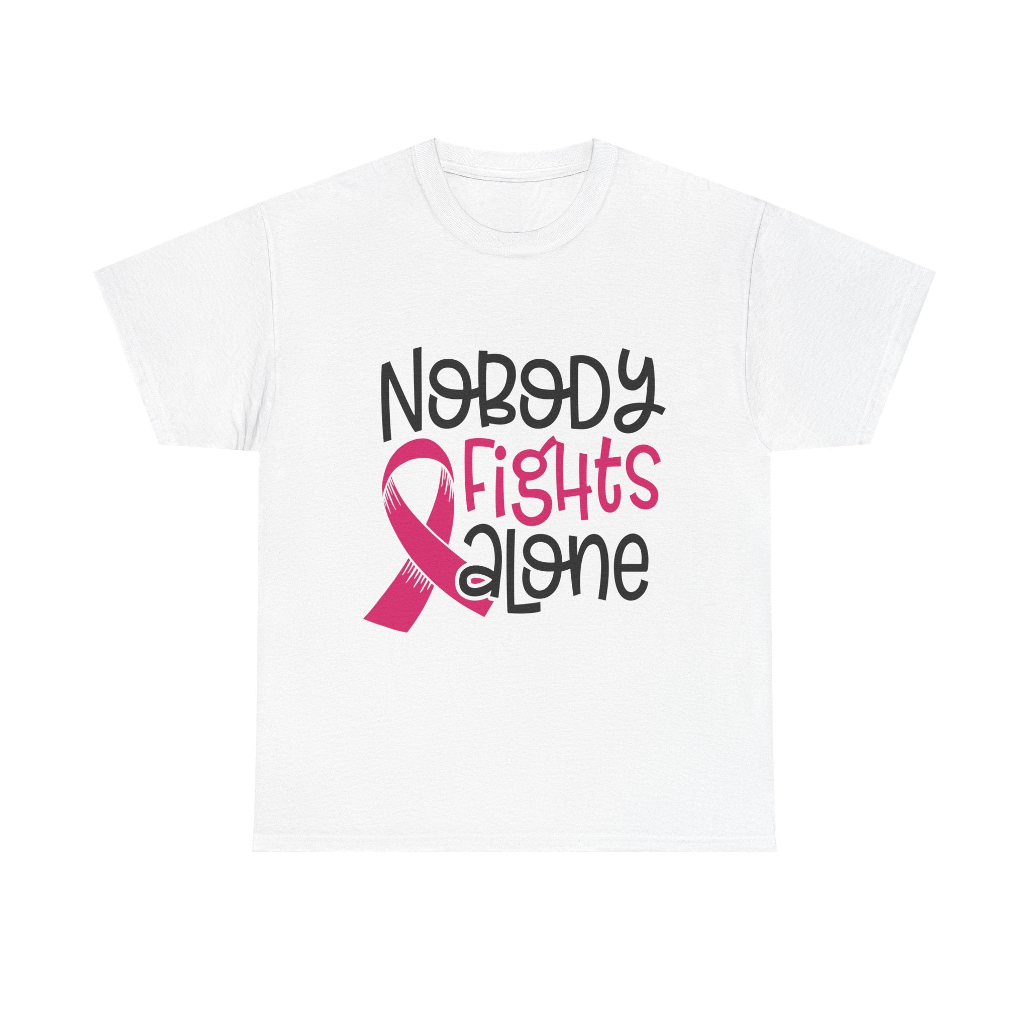 Empowering Awareness Tee - Nobody Fights Alone, Unisex Cotton T-Shirt, Supportive Gift, Breast Cancer Awareness, Inspirational Shirt