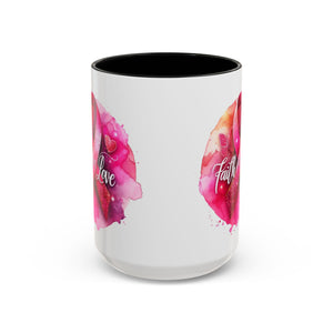 Inspirational Accent Coffee Mug with Pink Ribbon Design, Faith Hope Love Gift, Cancer Awareness Mug, Supportive Drinkware, Meaningful [...]