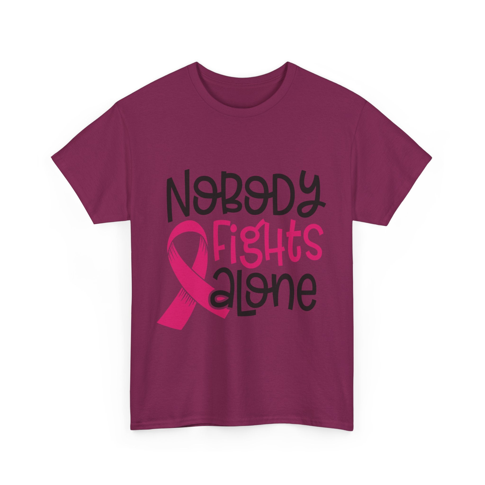 Empowering Awareness Tee - Nobody Fights Alone, Unisex Cotton T-Shirt, Supportive Gift, Breast Cancer Awareness, Inspirational Shirt
