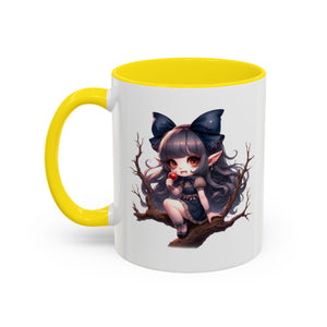gothic vampire girl in tree horror art Accent Coffee Mug (11, 15oz) png16