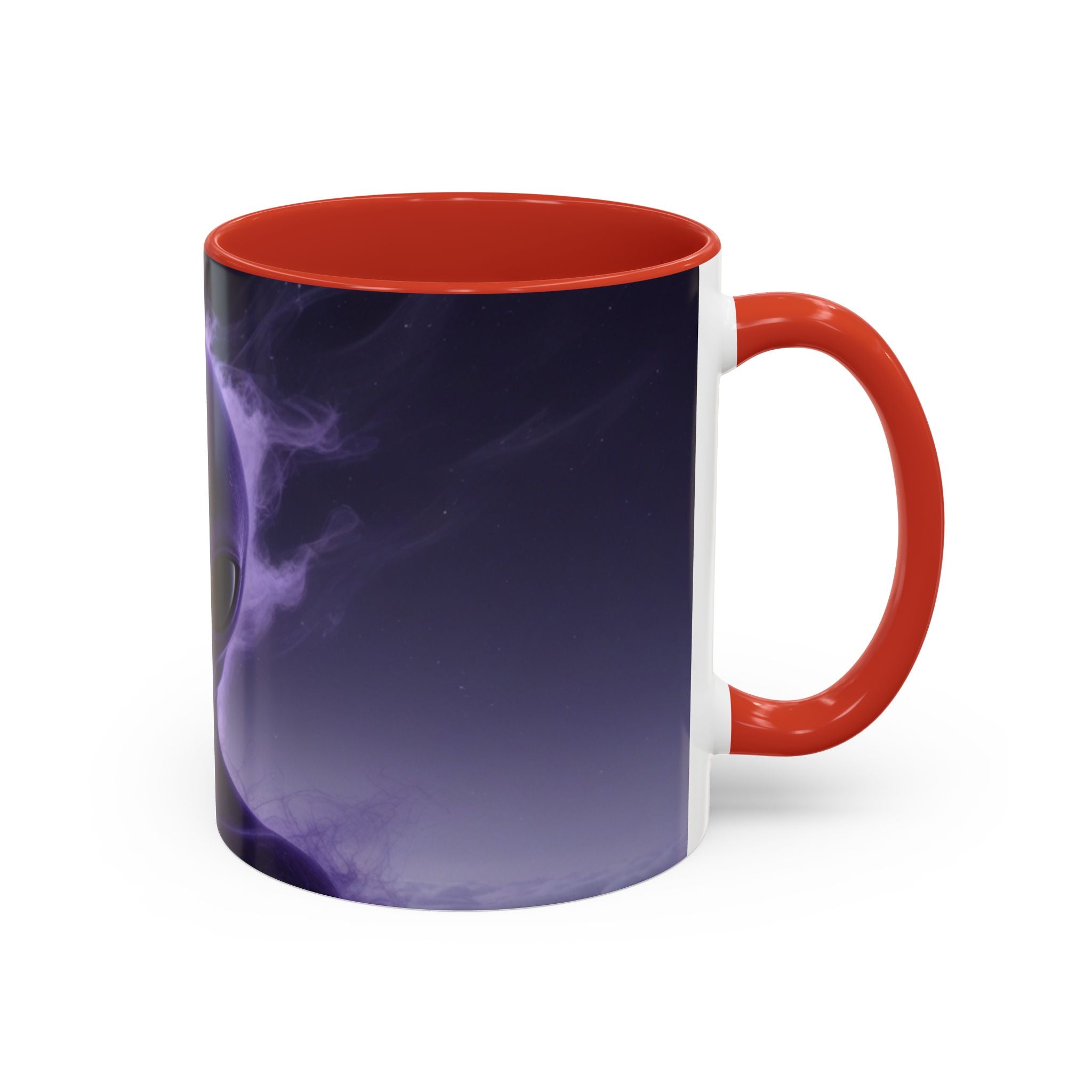 Alien Portrait Accent Coffee Mug — Purple Cosmic Extraterrestrial Art (11/15oz)