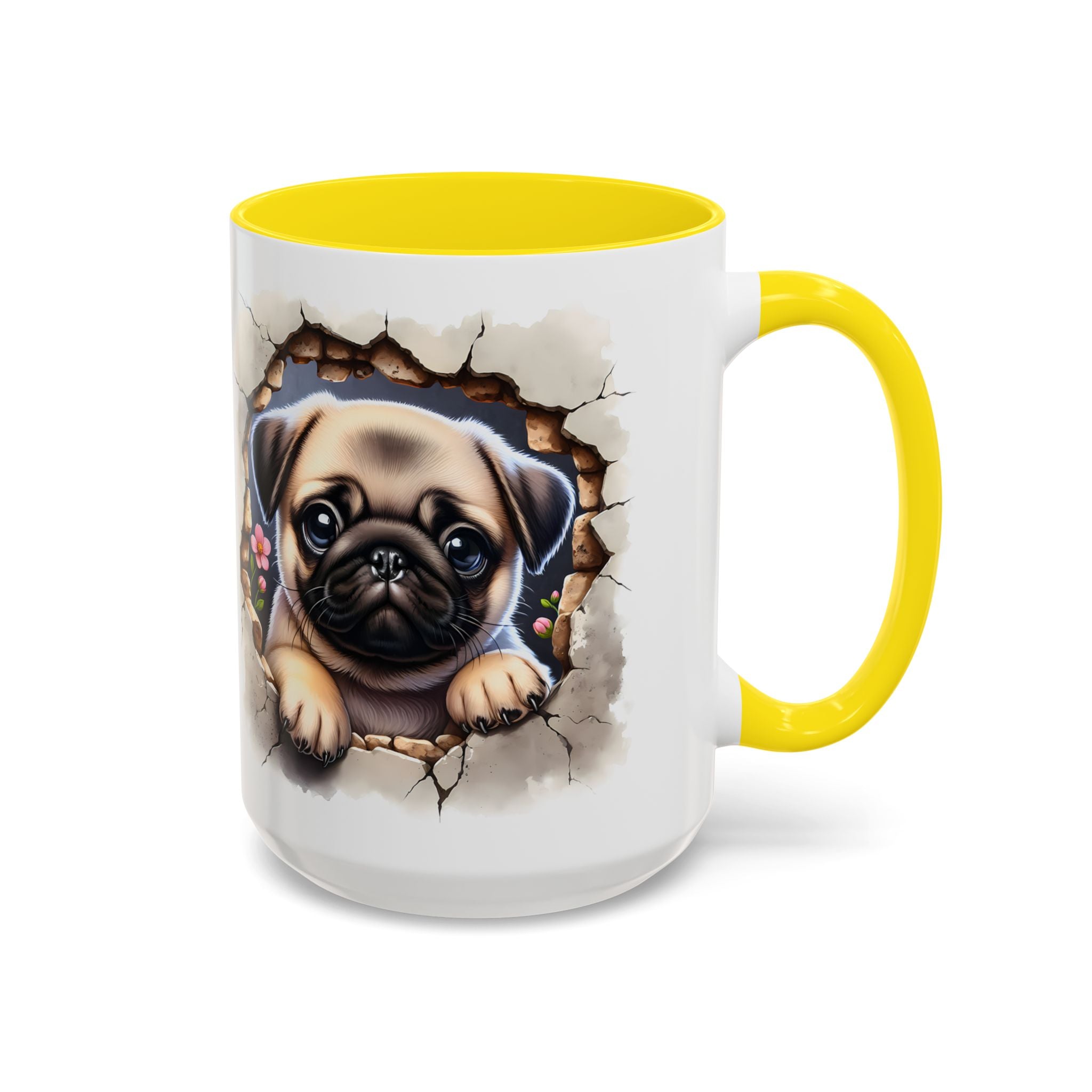 Pug In A Wall Coffee Mug - Cozy Ceramic Cup for Dog Lovers - Cute Pet Gift for Birthdays, Anniversaries, and Holidays