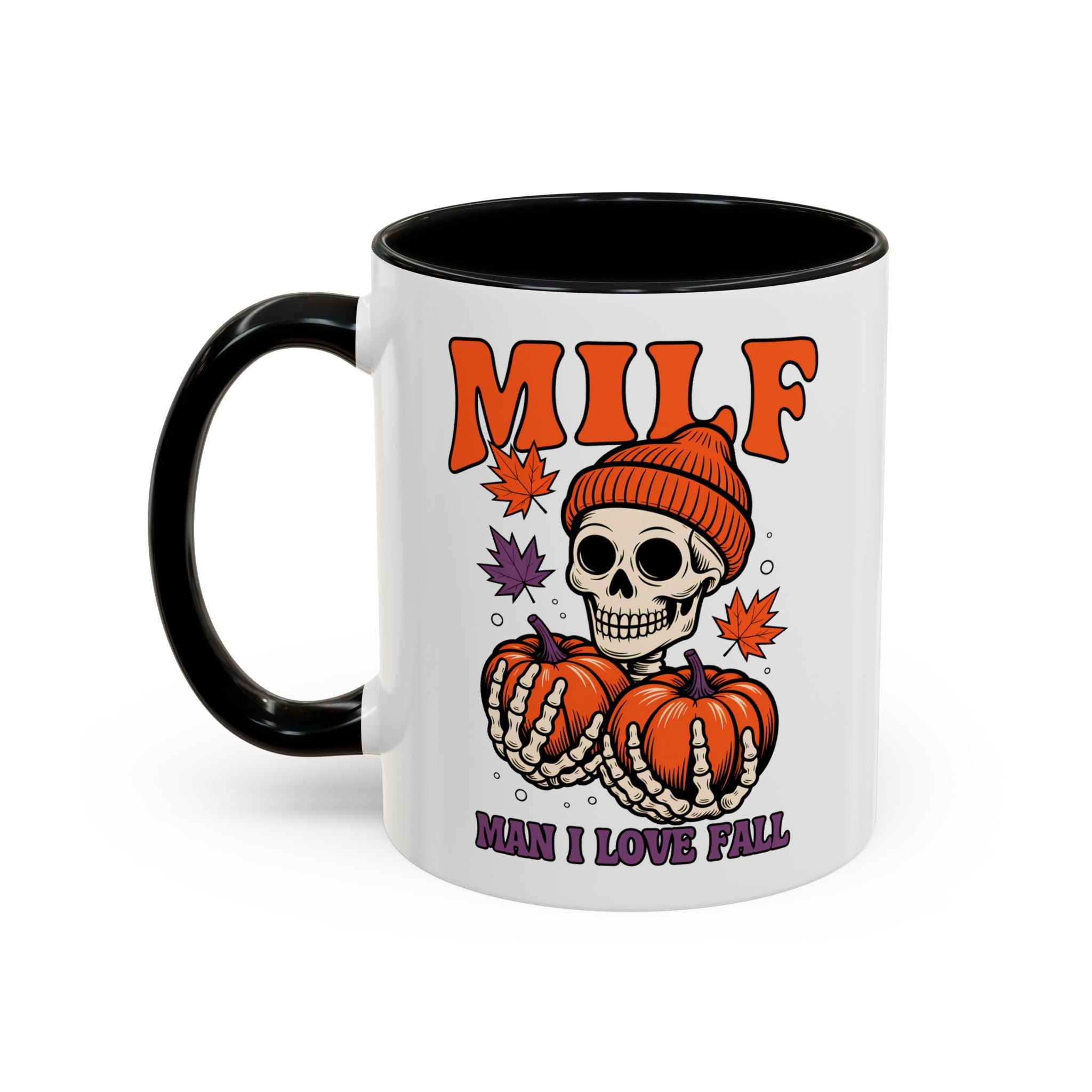 Halloween Pumpkin Skull Coffee Mug – "MILF: Man I Love Fall" funny adult humor sexy time joke