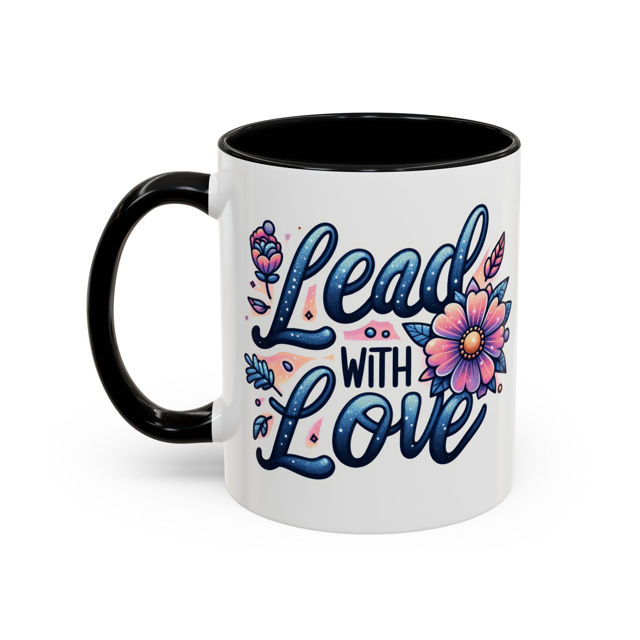 Lead With Love Accent Coffee Mug — Floral Inspirational 11/15oz