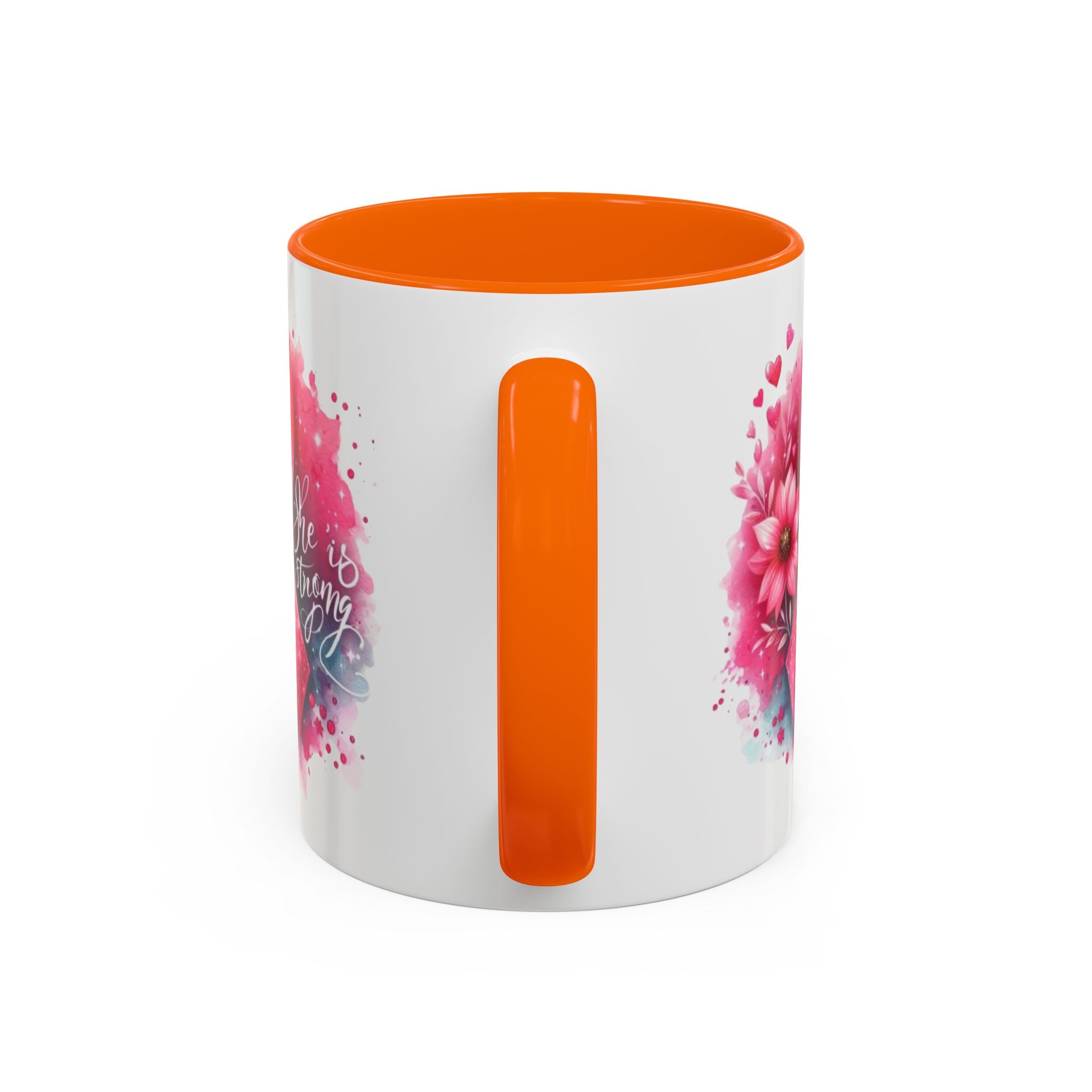 Breast Cancer Awareness Coffee Mug - Inspirational Gift, Motivational Drinkware, Supportive Cup, Pink Ribbon Design, She Is Strong