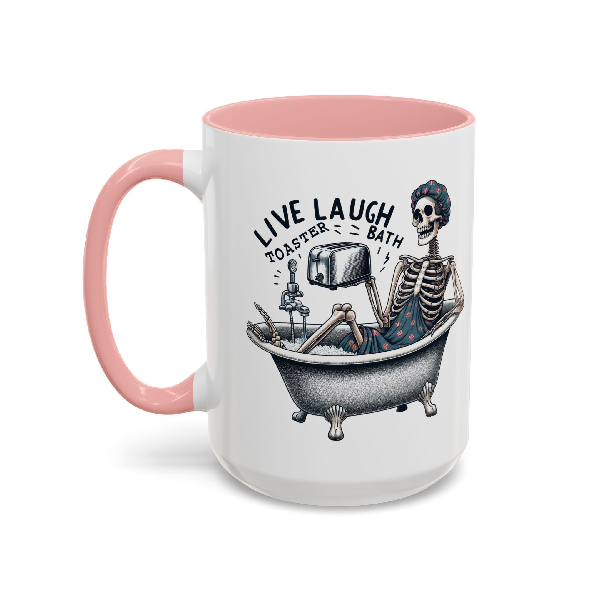Skeleton Bath Time Coffee Mug, Live Laugh Roast & Relax Skeleton Mug, Funny Gift for Halloween, Quirky Kitchen Decor, Unique Coffee Cup