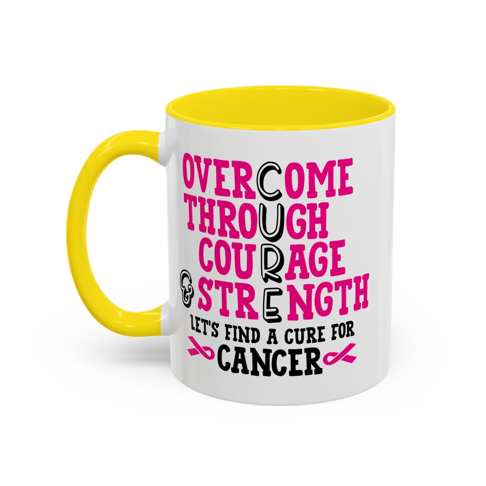 Inspirational Coffee Mug for Cancer Awareness, Gift for Supporters, Fundraising Mug for Breast Cancer, Motivational, 11oz, 15oz