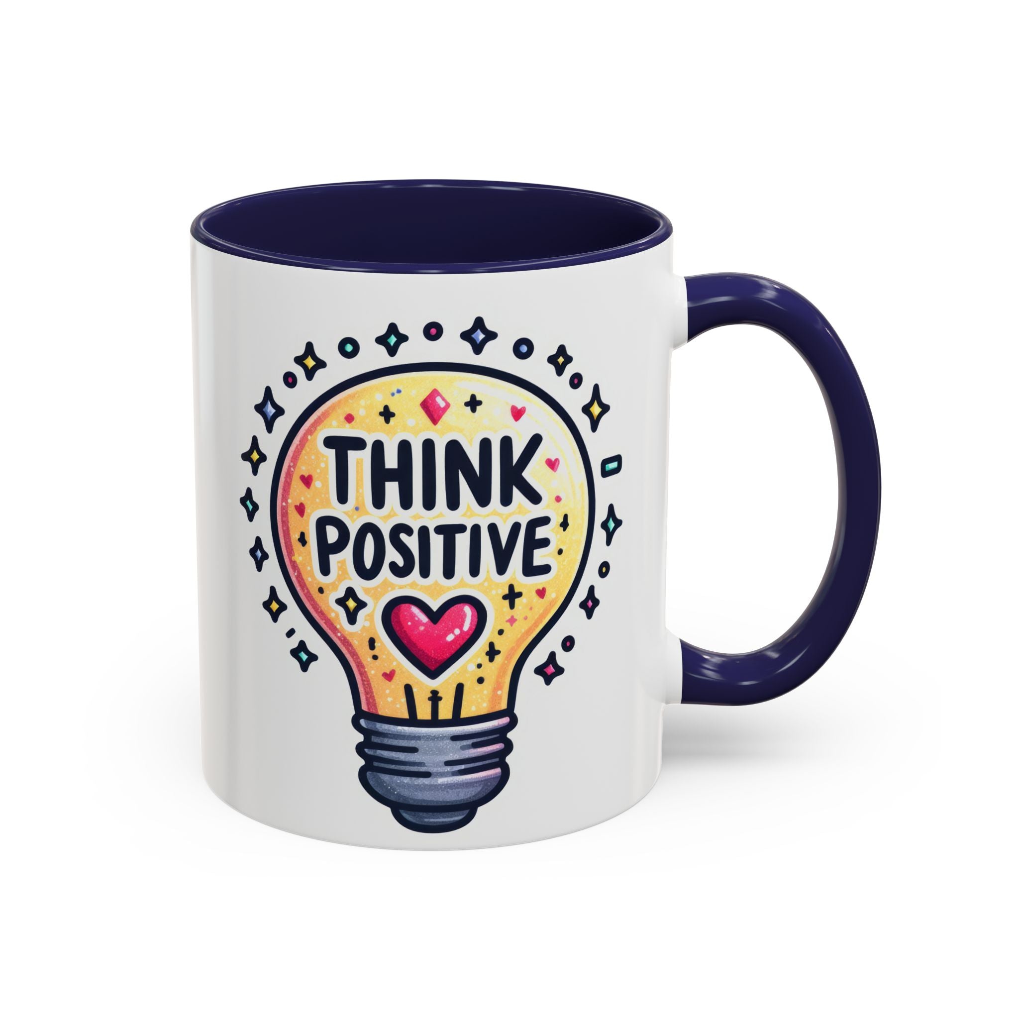 Think Positive Lightbulb Coffee Mug — Motivational Accent Mug (11/15 oz)