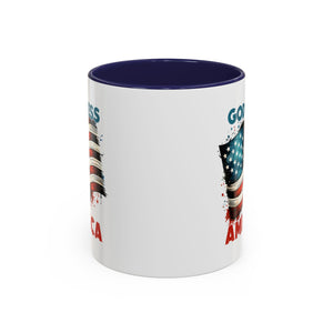 Americana Accent Coffee Mug - God Bless America Design (11oz, 15oz) USA flag