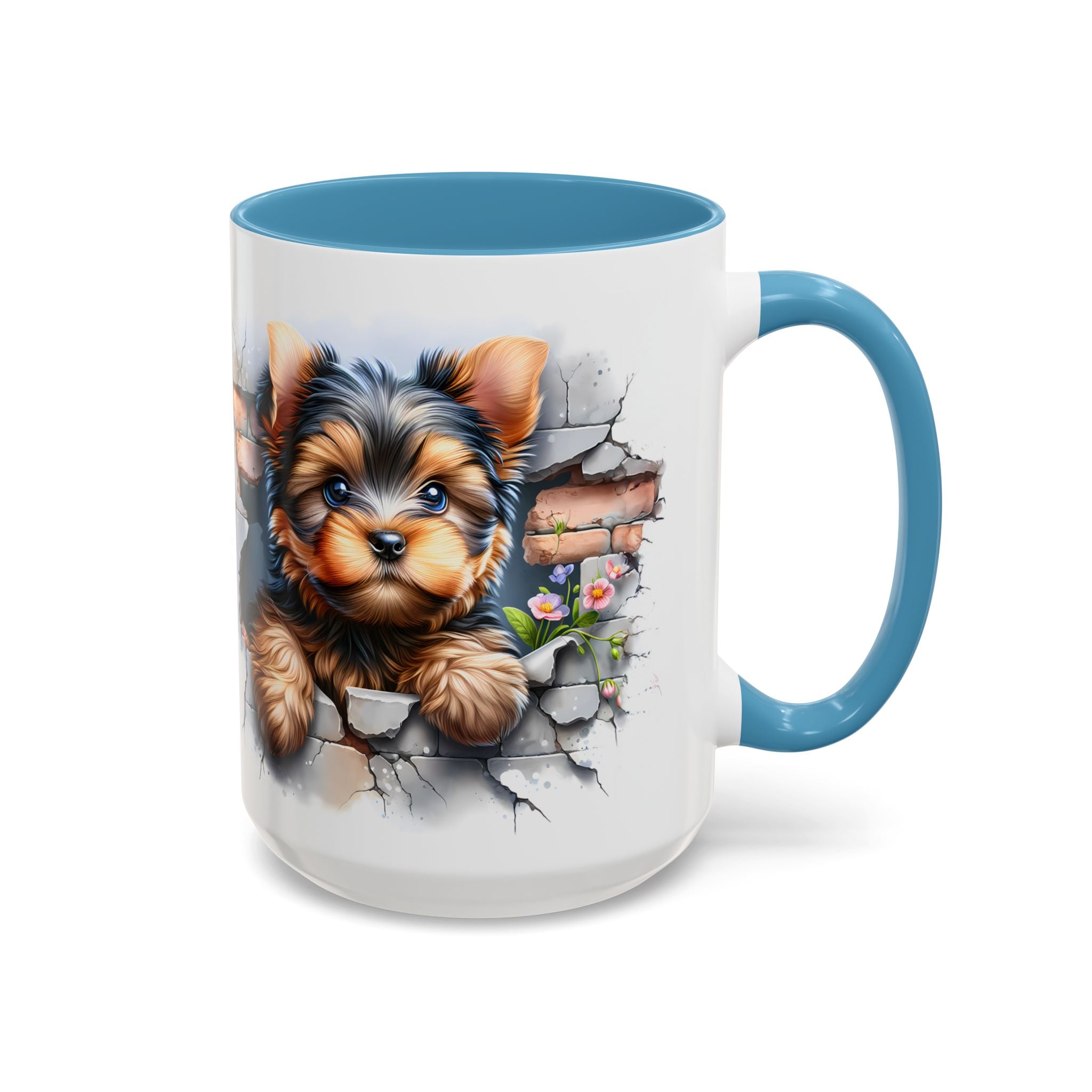 Cute Dog Peeking Coffee Mug, Pet Lover Gift, Yorkshire Terrier Mug, Animal Lover Coffee Cup, Dog-Themed Drinkware, Doggie Mug