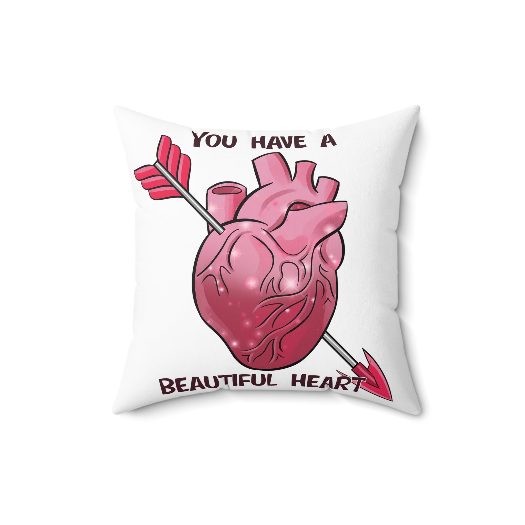 Anatomical Heart Pillow — "You Have a Beautiful Heart" Decorative Throw Pillow